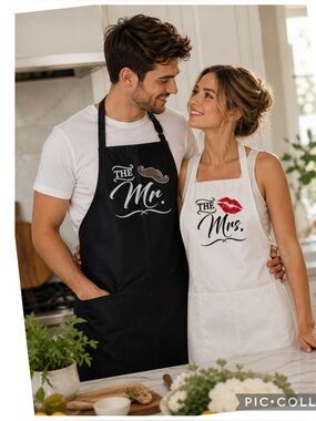 Mr & Mrs Matching Apron Set Newlywed Wedding Bridal Shower Gift NWOT